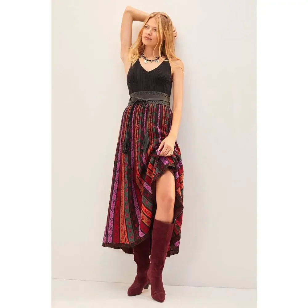 Anthropologie Cecilia Prado Pleated Midi Skirt Knit Women’s Large - Picture 2 of 11